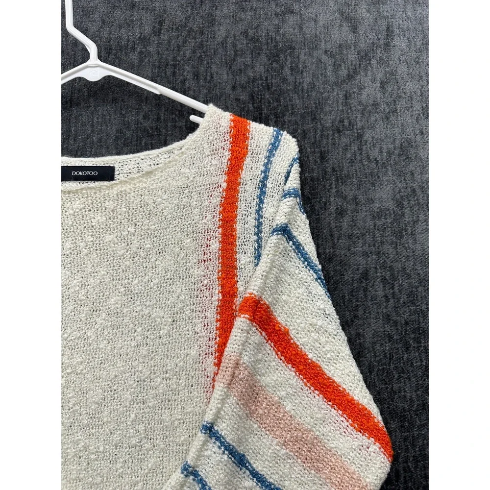 Dokotoo Sweater Womens‎ Medium White Colorblock Striped Comfy Cable Knit Winter